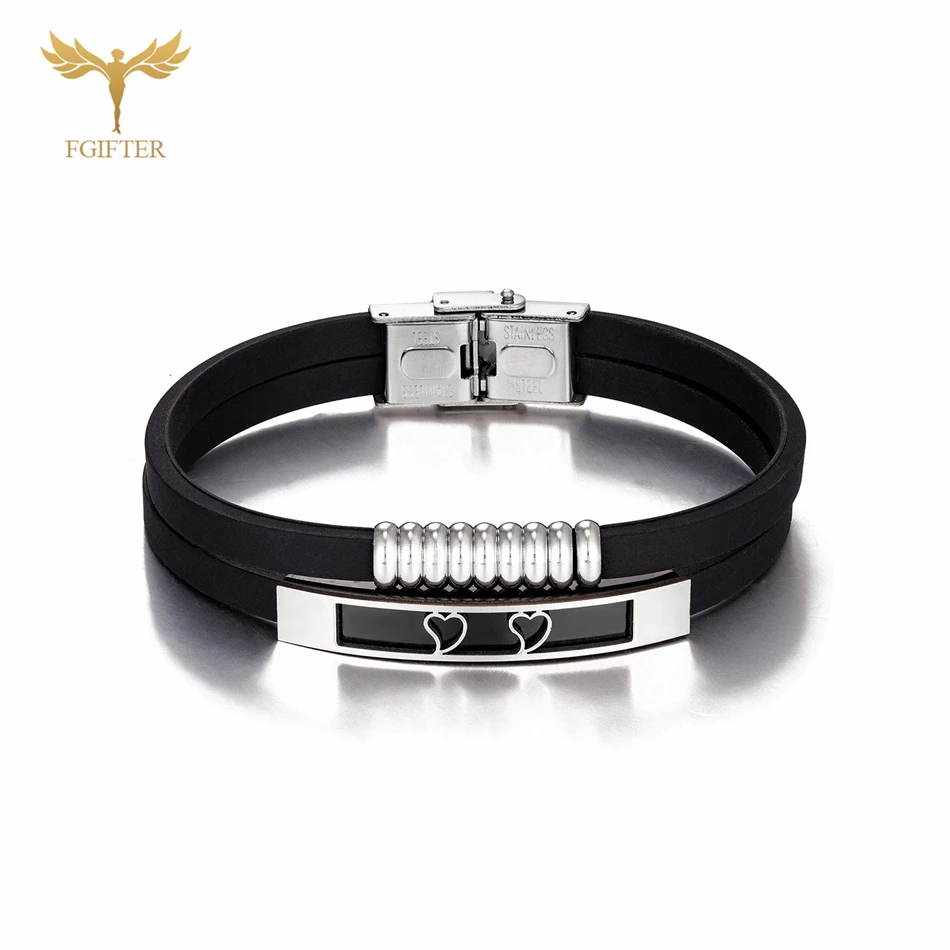 Браслет Силиконовый двухслойный моющийся из нержавеющей стали