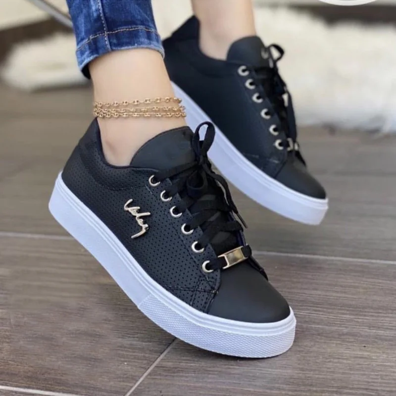 Women's Sneakers Shoes Woman Spring Summer 2023 for Girls Women Sneakers Flat Breathable PU Leather Platform Shoes Footwears
