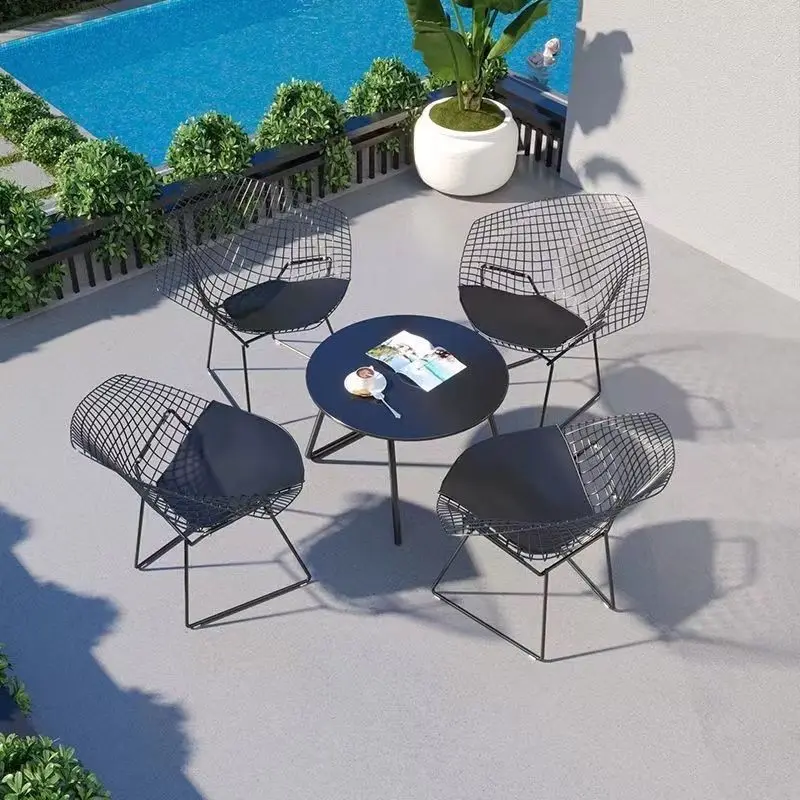 

Outdoor Table and Chair Set Patio Garden Balcony Garden Landscape Sun Protection Wrought Iron Patio Table and Chair