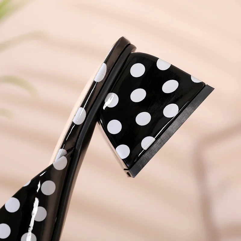 ZVQ Women Slippers New Patent Leather Square Toe Med Square Heel Summer Black And White Stripes Lady Mules New Casual Date Shoes