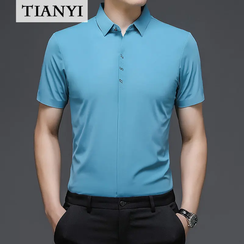 High-end Luxury Men's Short-sleeved Shirts Young and Middle-aged Casual Summer Thin Shirts Pure Color Shirts Men Shirts