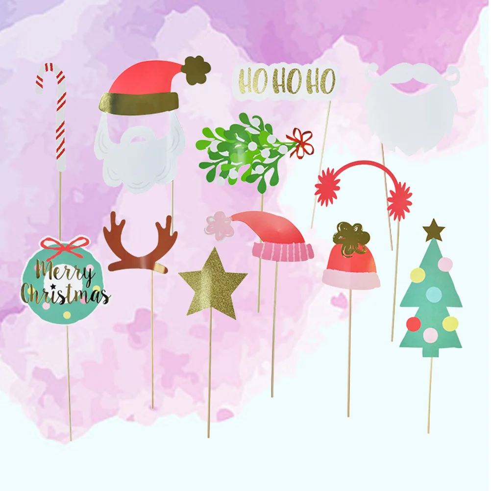 

12PCS Xmas Photo Props Photo Accessories Photography Photo Booth Photo Props for Costume Party Cosplay Theme Party