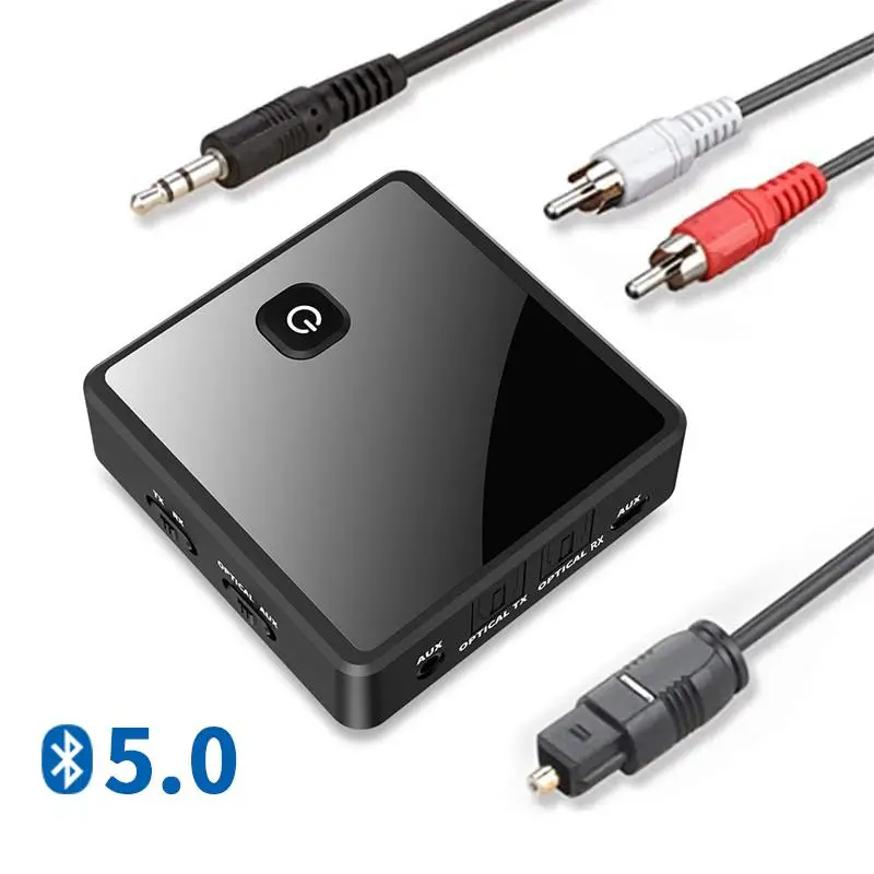 

2 In 1 Bluetooth 5.0 Transmitter Receiver Wireless Adapter Low Latency 3.5mm AUX RCA Optical Audio Adapter For PC TV Car Speaker
