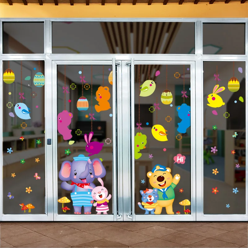 

Cartoon Animals Wall Stickers Decor DIY Elephant Bear Wall Decals for Kids Rooms Baby Bedroom Children Nursery Home Decoration