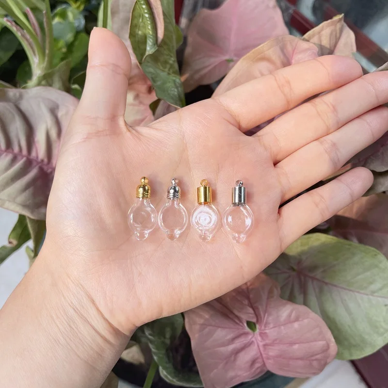 1/2/3/5X прозрачный мини-стеклянный кулон в виде флакона с клеевой крышкой для