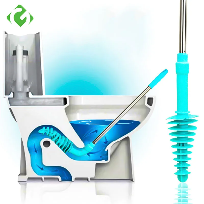 Household toilet dredge tool Flexible Head Toilet Plunger Piston Clog Remover Clogged Siphon Toilet Strong suction Drain Cleaner