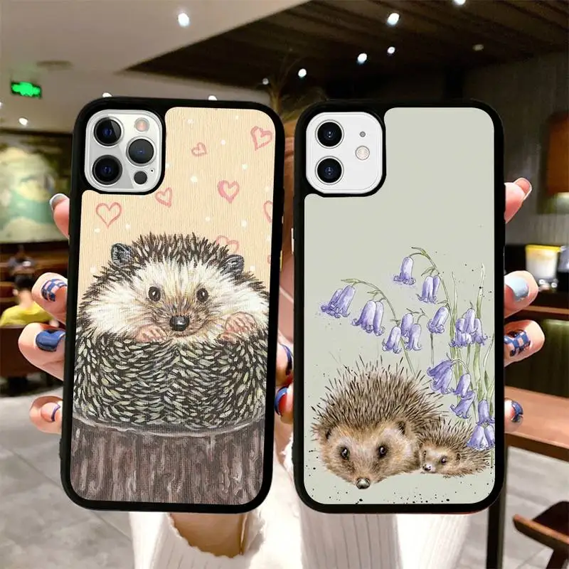 

Kawaii Hedgehog Phone Case Silicone PC+TPU Case for iPhone 11 12 13 Pro Max 8 7 6 Plus X SE XR Hard Fundas