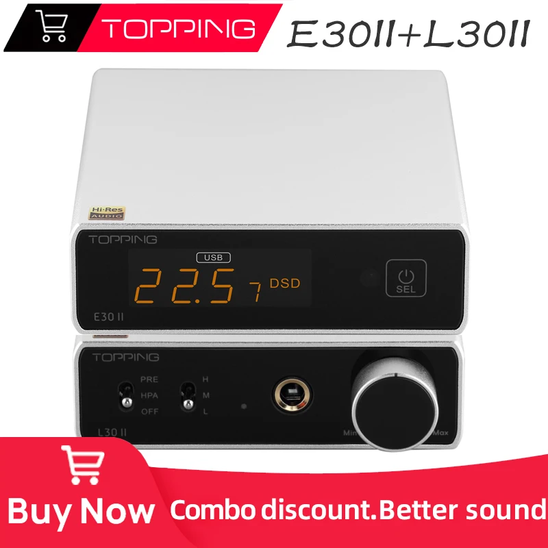 

TOPPING e30ii E30 II 2 HiFi Decoder DAC + l30ii L30 II Amp Headphone Amplifier,Home Audio Decoding Ear Amp With Combination