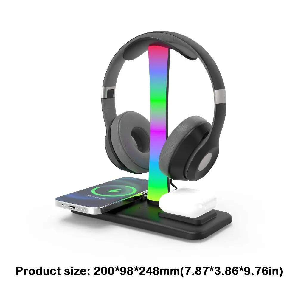 Подставка для гарнитуры RGB 3 в 1 кронштейн беспроводное зарядное устройство