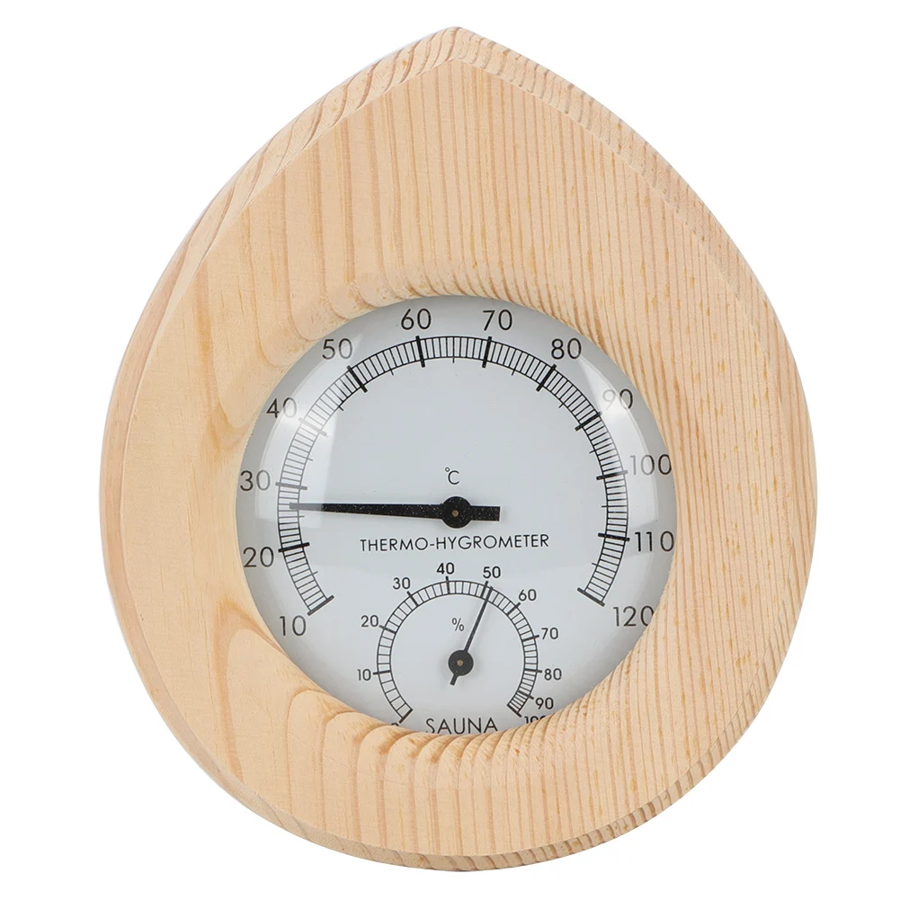 

Drop-Shaped 2-In-1 Wood Thermo-Hygrometer Thermometer Hygrometer Steam Room Sauna Room Accessor thermo-hygrometer