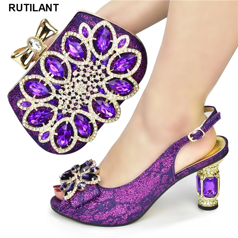 

New Arrival Italian Shoes with Matching Bags for Wedding Italy Decorated with Appliques Italian Shoes and Bags Set Envio Gratis