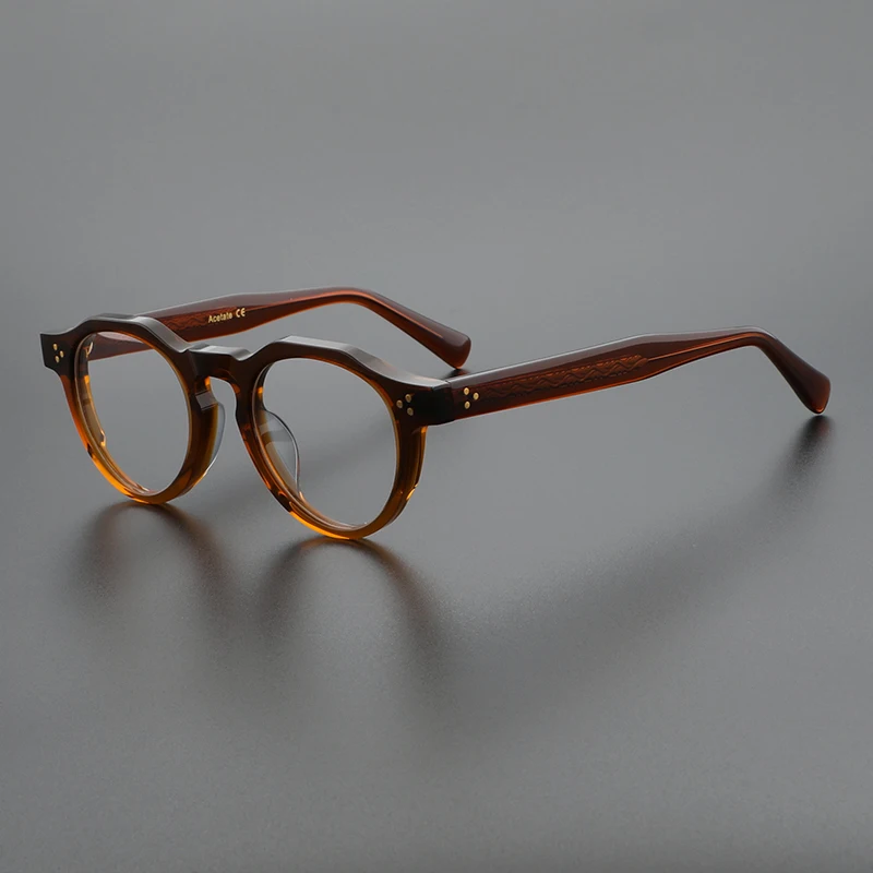 

Круглые очки ручной работы в японском стиле, модные оправы для очков унисекс, Рецептурные очки с черепаховой ацетатной оправой, брендовые дизайнерские очки