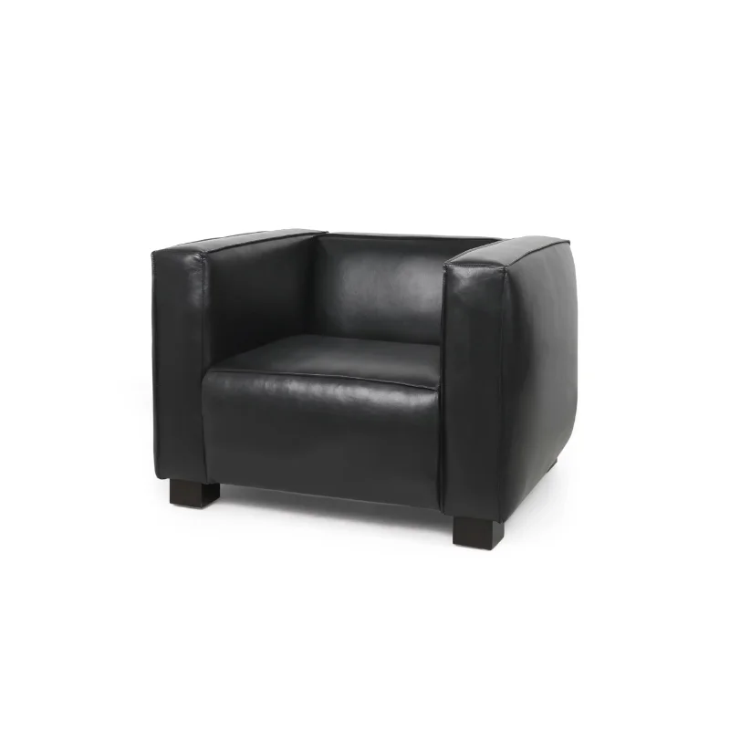 

Noble House Denison Faux Leather Club Chair, Midnight Black and Dark Walnut