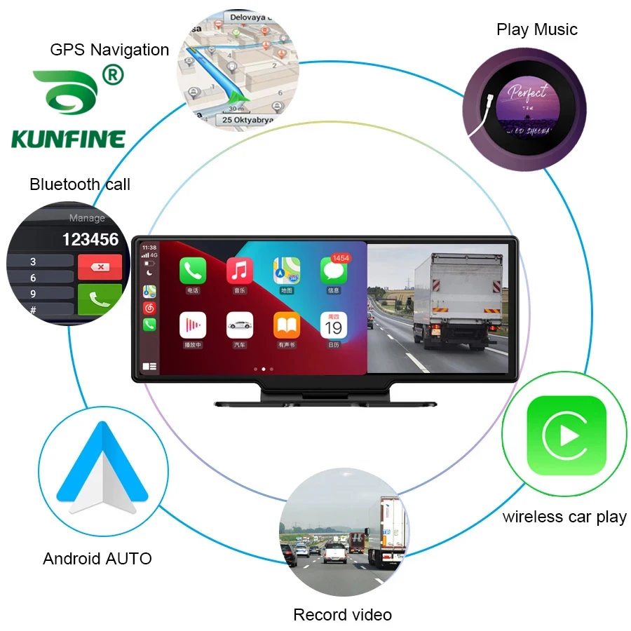 Автомобильный видеорегистратор на базе Android с GPS-навигацией, WiFi и записью видео в формате 1080P FHD, а также отзывами, зеркальной камерой и системой ADAS, с возможностью подключения Carplay через 4G.