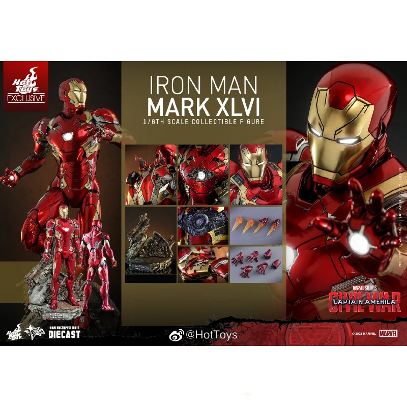 

HOTTOYS HT MMS608-D42 Iron Man 1/6 Captain America: Civil War MK46 Marvel Action Figure Toy Gift Model Collection Hobbies
