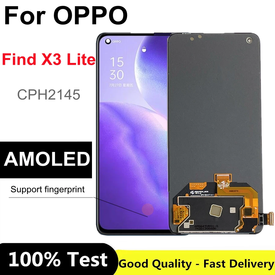 

ЖК-дисплей 6,43 дюйма AMOLED для Oppo Find X3 Lite CPH2145, для OPPO Find X3 Lite LCD