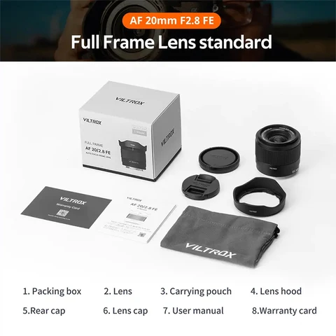 Полнокадровый сверхширокоугольный объектив VILTROX 20 мм F2.8 для камер Sony с креплением E и Nikon Z-Mount