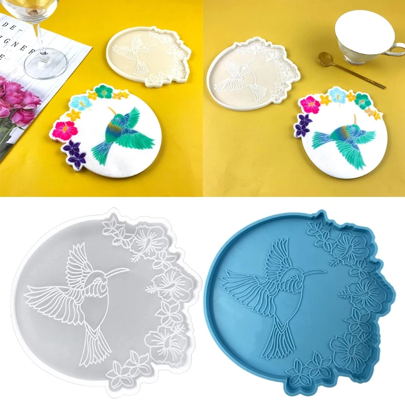 

Bird Flowers Silicone Mold Epoxy Coaster Base Mold Pallet Resin Casting Mold Suitable for Diy Agate Fruit Plate Mat
