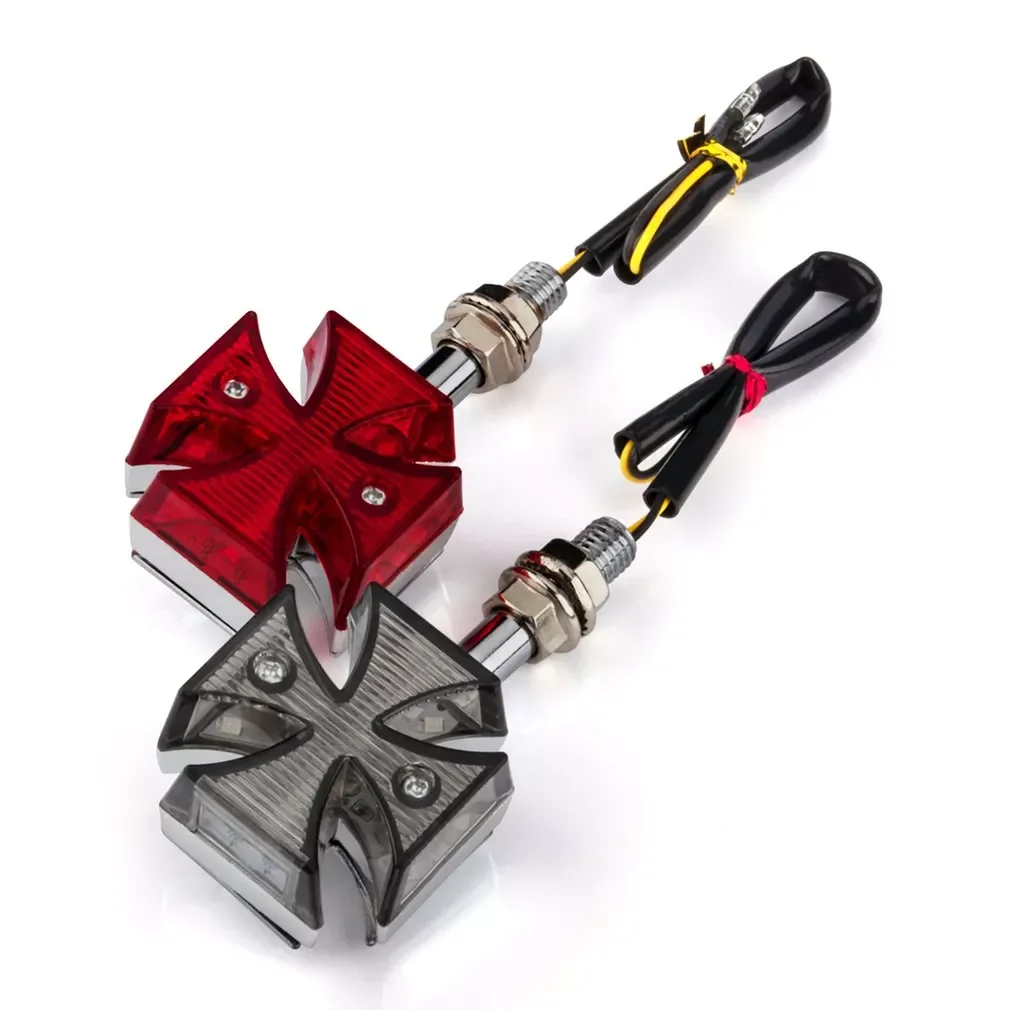

2PCS Motorcycle 12V Turn Signal Cross Red LED Brake Running Turn Signal Indicator Sccoters Motorbike Tail Light Accessories