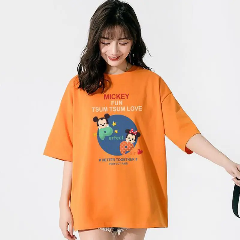 Женская свободная футболка с короткими рукавами оранжевая дизайнерская рубашка