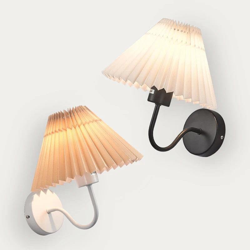 

Nordic Pleated Wall Lamp Mirror Light Fixtures Modern Led Wall Light Home Decor Living Room Bedroom Sconce Industrial Luminaire