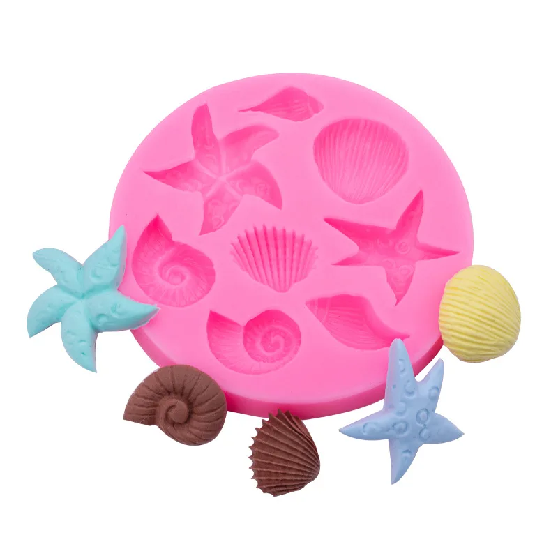 

DIY Sea Creatures Conch Starfish Shell Silicone Molds Fondant Candy Cake Decorating Tools Creative DIY Chocolate Mold Baking