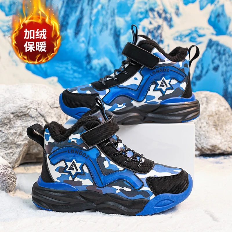 

Winter Children Shoes Warm Plush Boys Basketball Sneaker Fashion Kids Cotton Shoes School Sports Shoes for Boy Free Shipping