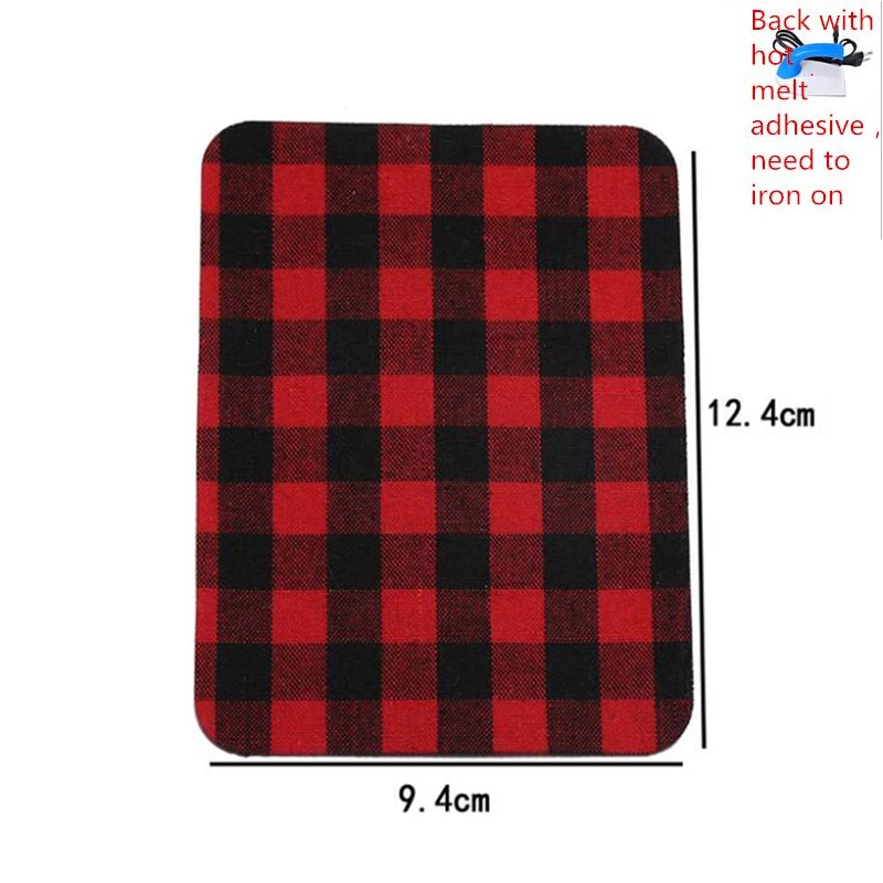 Красная и зеленая клетчатая термоклейкая нашивка хлопковые сетчатые тканевые