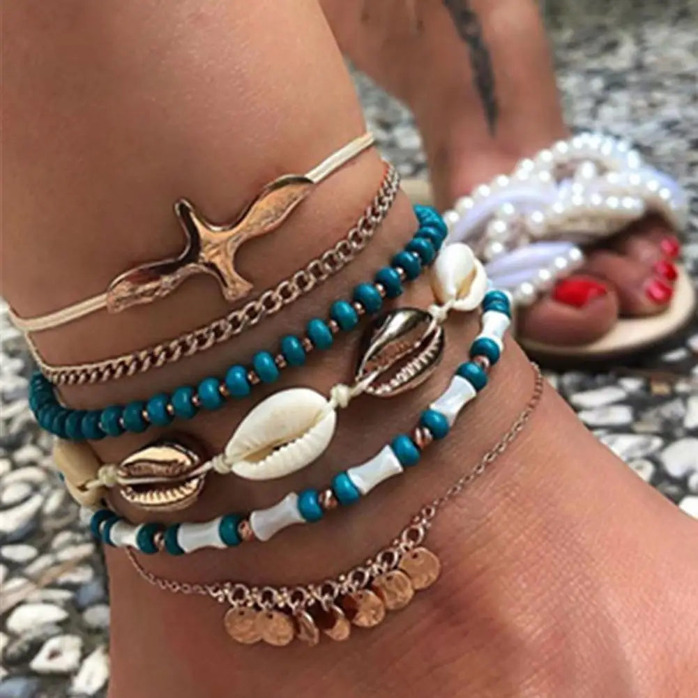 

Wear-resistant Romantic Multi-layer Wafer Shell Tassel Ankle Bracelet for Dancing