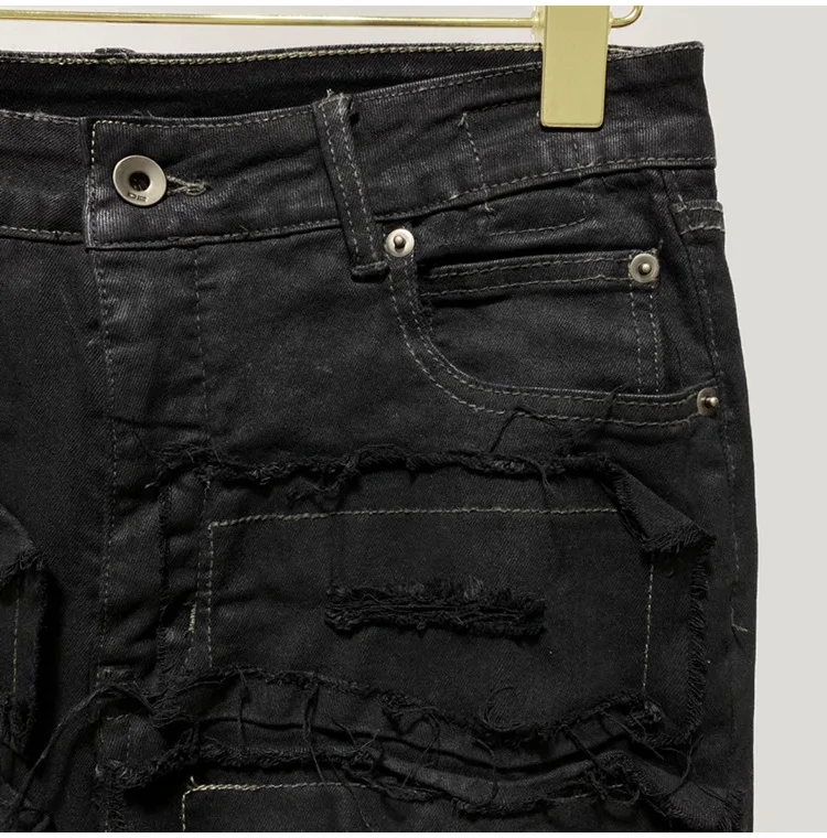 New Ripped Jeans Owens Pants High Streetwear Straight Denim Pants Ro Four Season Pants for Men