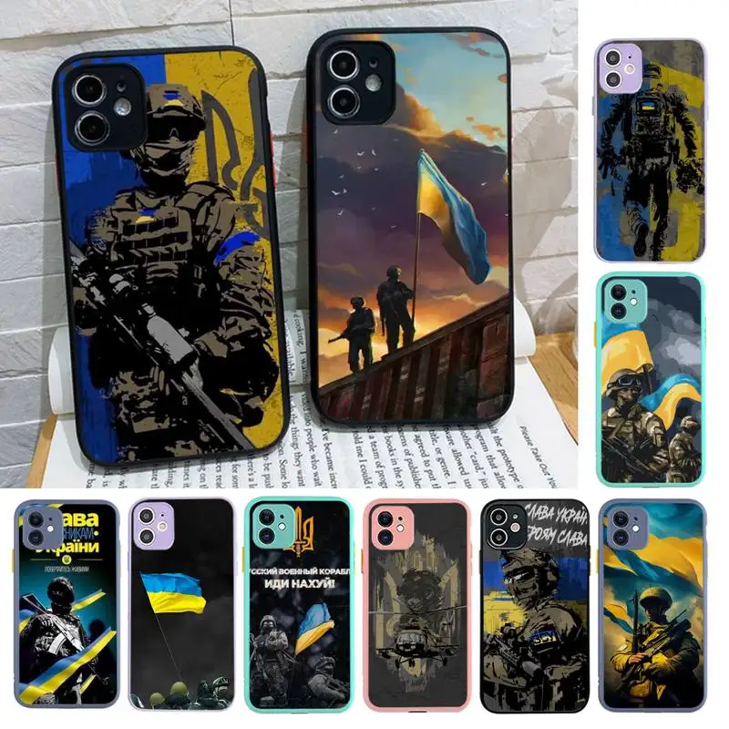 

Ukraine Flag Ukrainian Phone Case for iPhone 14 11 12 13 Mini Pro Max 8 7 Plus X XR XS MAX Translucent Matte Cover