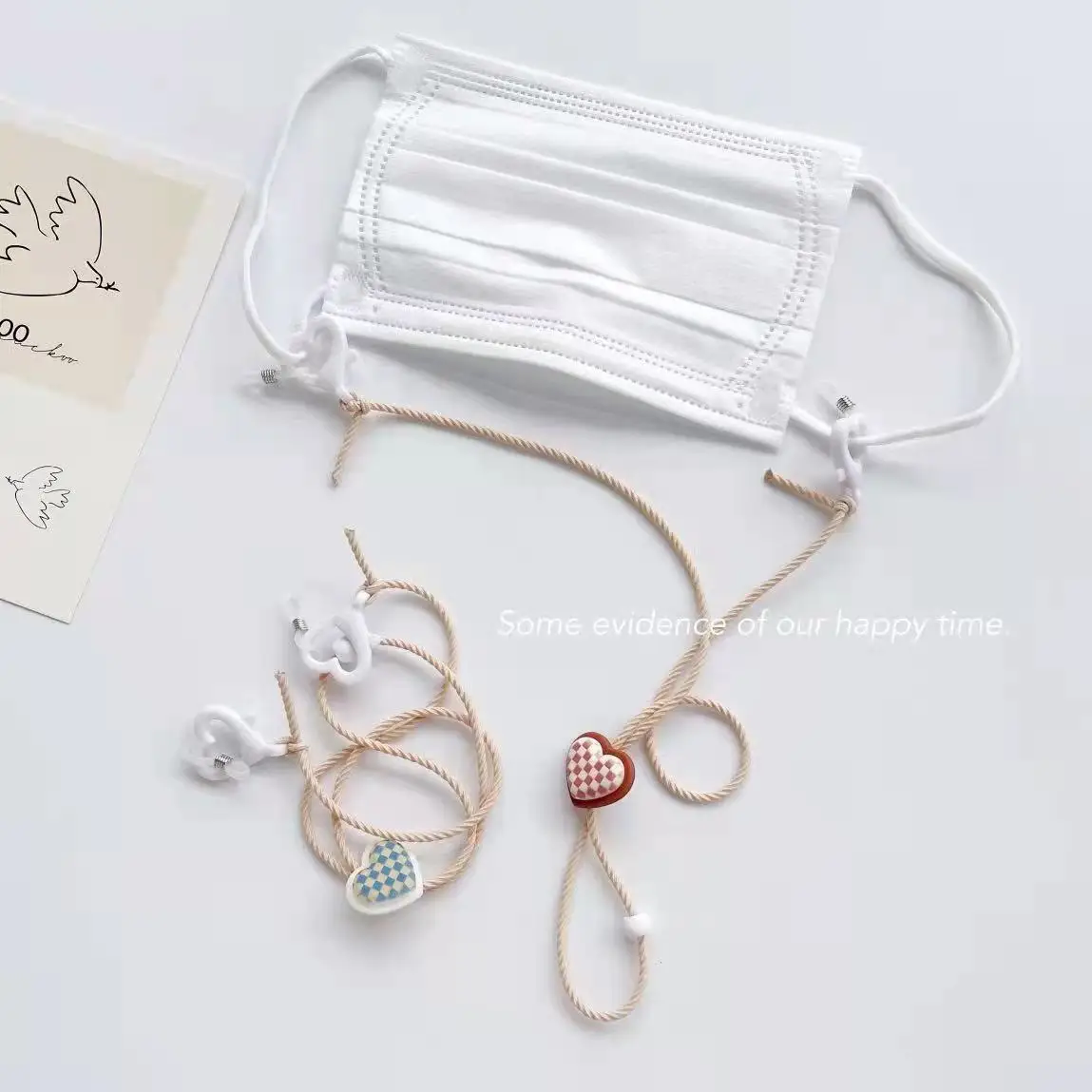 

New Style Simple Small Fresh Love Pendant Nylon Lanyard Necklace Glasses Chain