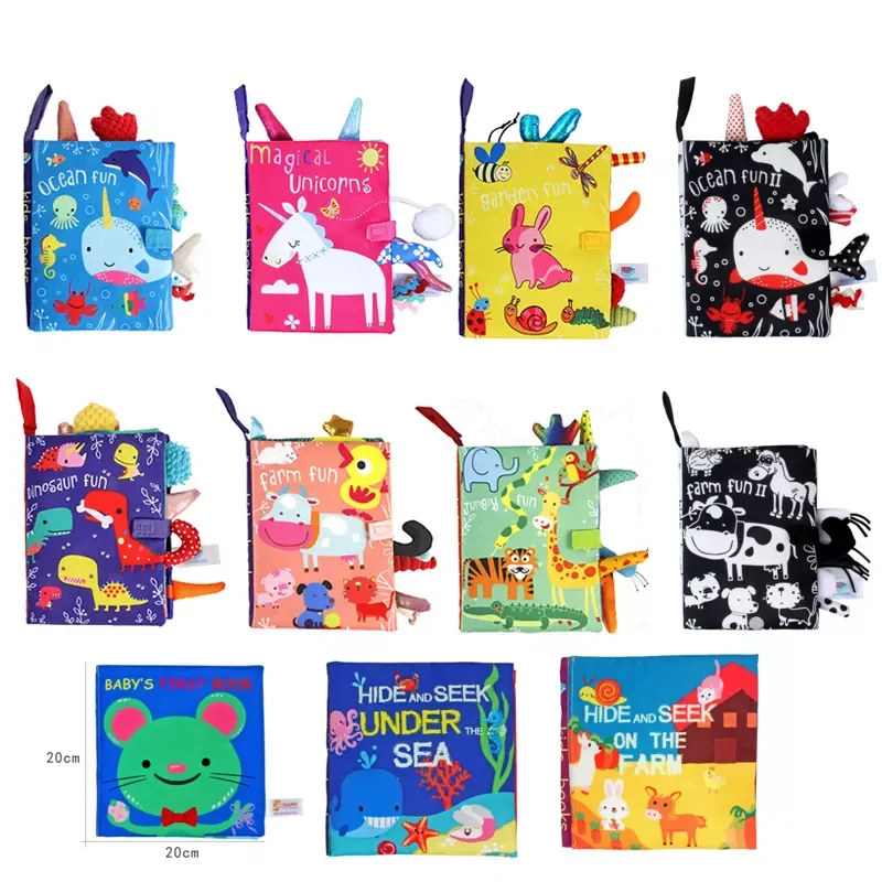 

Sensory Cloth Book Baby Toys 0 12 Months Newborn Bed Sticker Crib Bumper Nordic style Animal Quiet Books Montessori Baby Book