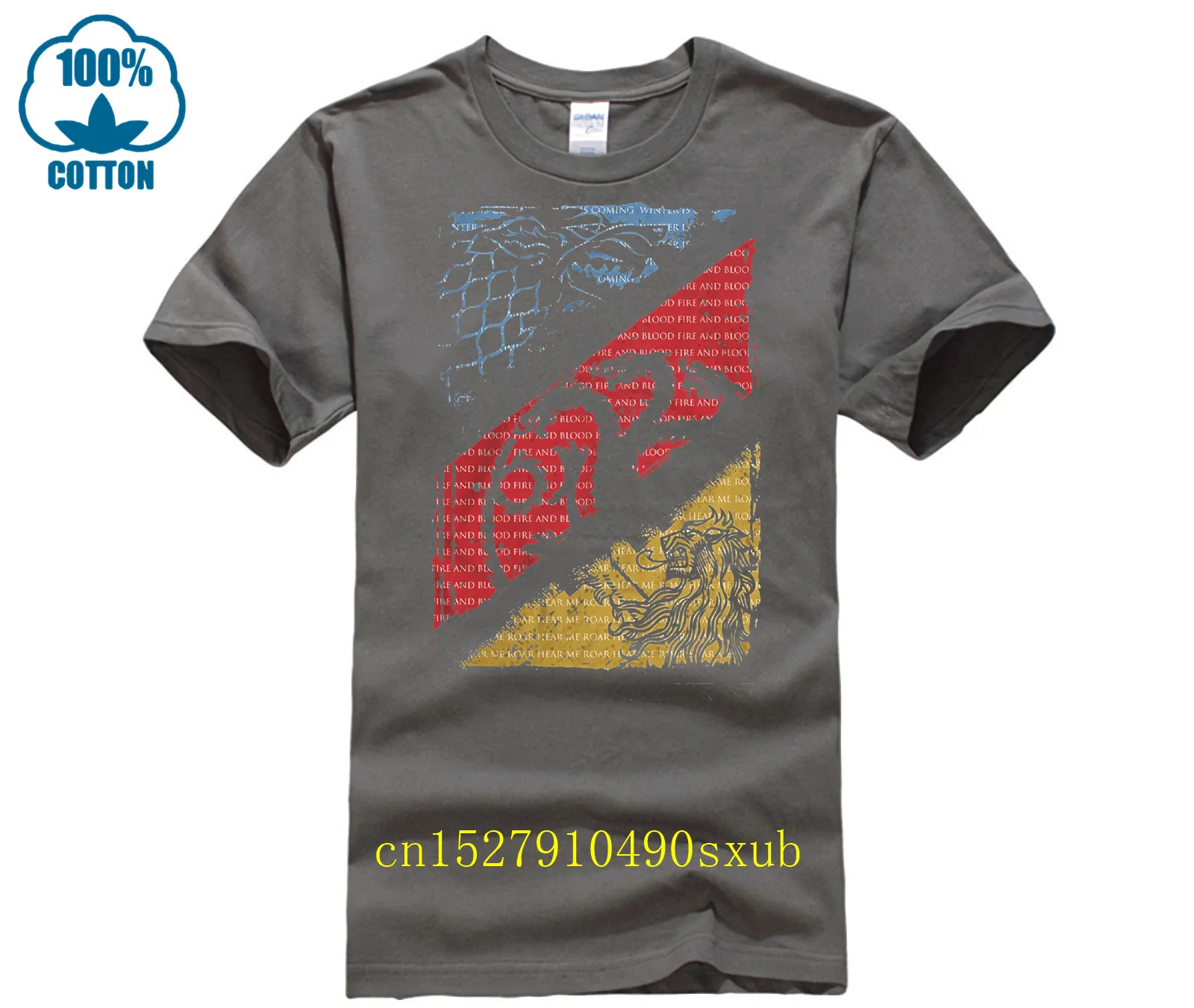 80S Vintage Fashion Game Of T Shirt Thrones fan Movie House Stark Tee Targaryen lannister shirt Homme Short Sleeves