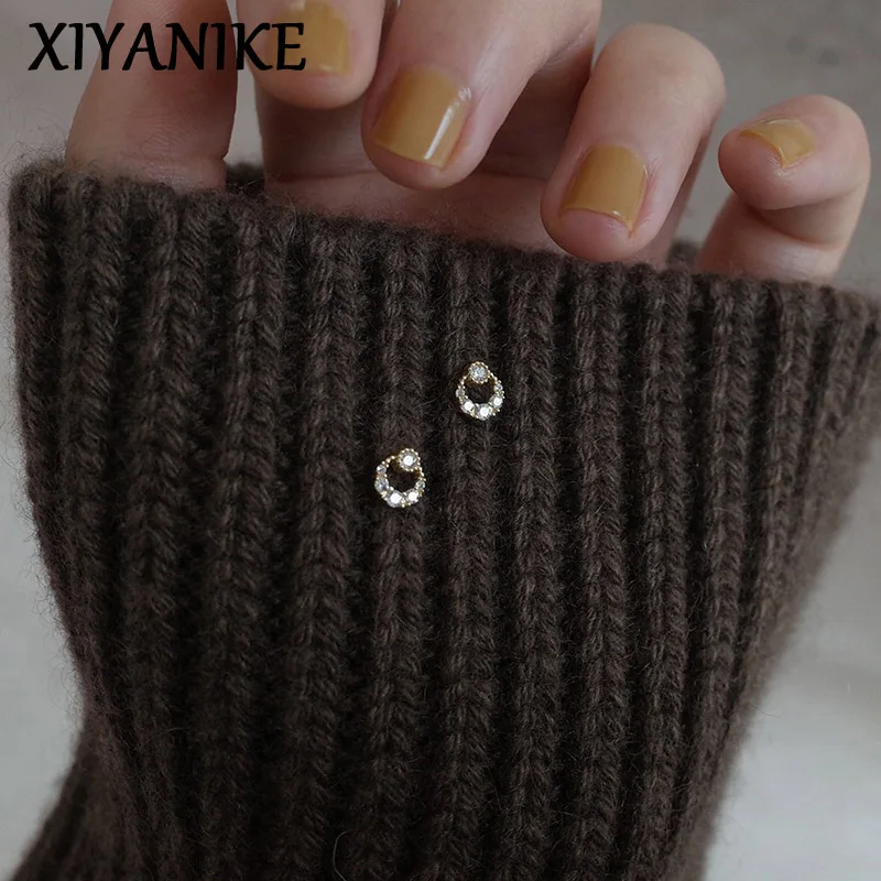 

XIYANIKE Summer Cute Mini Zircon Stud Piercing Earrings For Women Girl Fashion New Ear Jewelry Lady Gift Party Birthday сережки