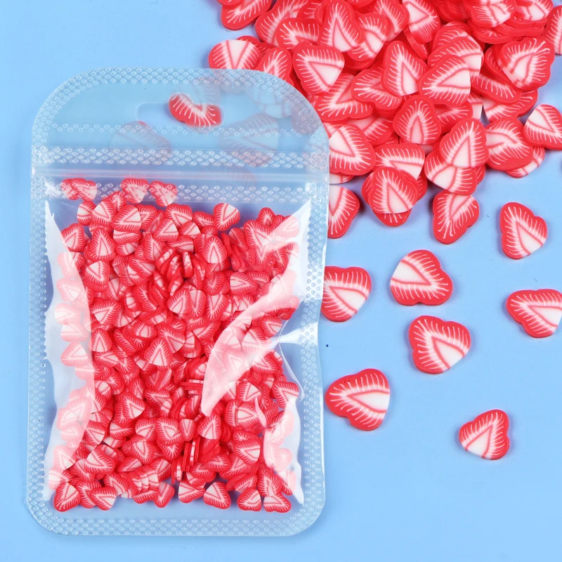 10g Strawberry Polymer Clay Colorful 3D Fruit Flake Slice For Nail Art Decorations Summer DIY Design Kawaii UV Nails Accessories