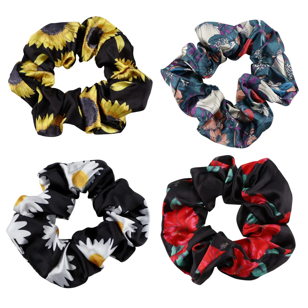 

Korean Elegant Rose Flower Scrunchies Women Girls Elastic Hair Rubber Bands Accessories Tie Hair Ring Rope