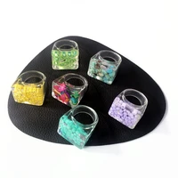 korean fashion new creative handmade ins color resin acrylic embedded fruit eating and playing ring for womens jewelry gift