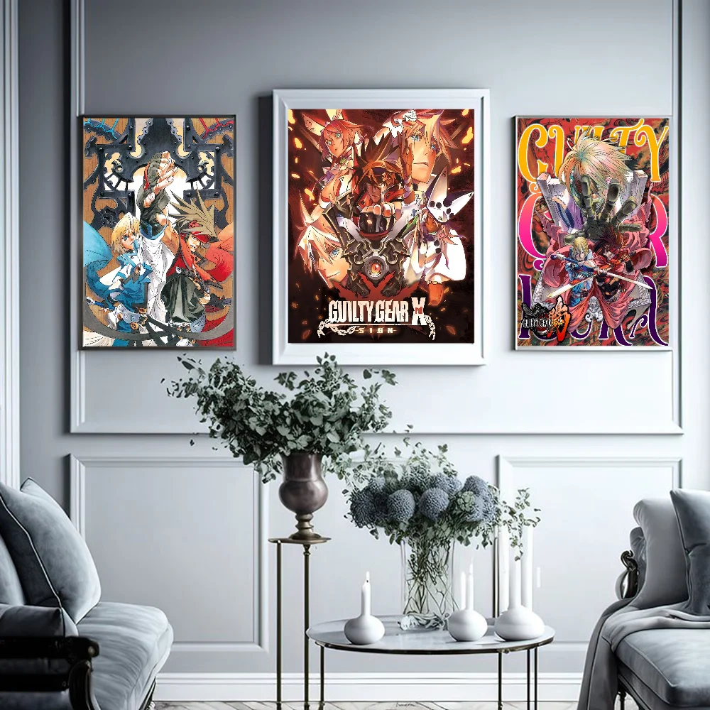 Guilty Gear Baiken Dizzy аниме постеры липкие белые бумажные наклейки DIY комната бар кафе