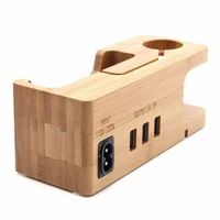home office dc 5v mount bamboo wood usb accessories phone stand universal charging dock 2 in 1 station desktop for apple