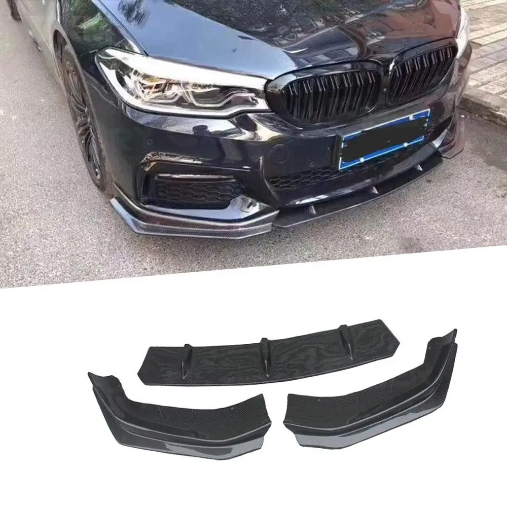 

3PCS/Set Carbon Fiber Front Bumper Lip Splitters Spoiler for BMW 5 Series G30 G31 G38 Sport 2017 2018 2019 Bumper Guard
