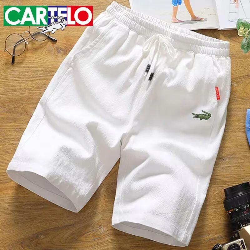 

CARTEL Cotton Men's Shorts Summer Casual Shorts Sports Loose Mid Waist Slim Elastic Waist Over Knee Pants Short Pant Beach Pants