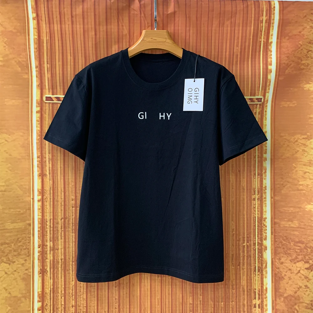 

2023 Summer New Luxury Men's Pure Cotton Letter Print T Shirt Top Quality Simple Women's Short Sleeve Tops Unisex Tshirt