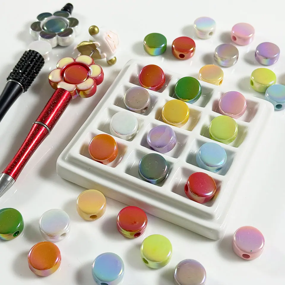 Круглые бусины 16 мм в виде тарелки с молочным планшетом Цветочные для