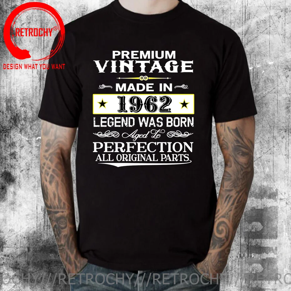 

Premium Vintage Made In 1962 T Shirt men Born in 1962 60Th Year Old Birthday Age Present Gift Tricolor Tees Simple Nice For Guys