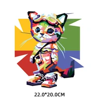 colorful cat patches iron on transfers for clothing thermoadhesive patch stickers on clothes applique t shirts clorhing stickers