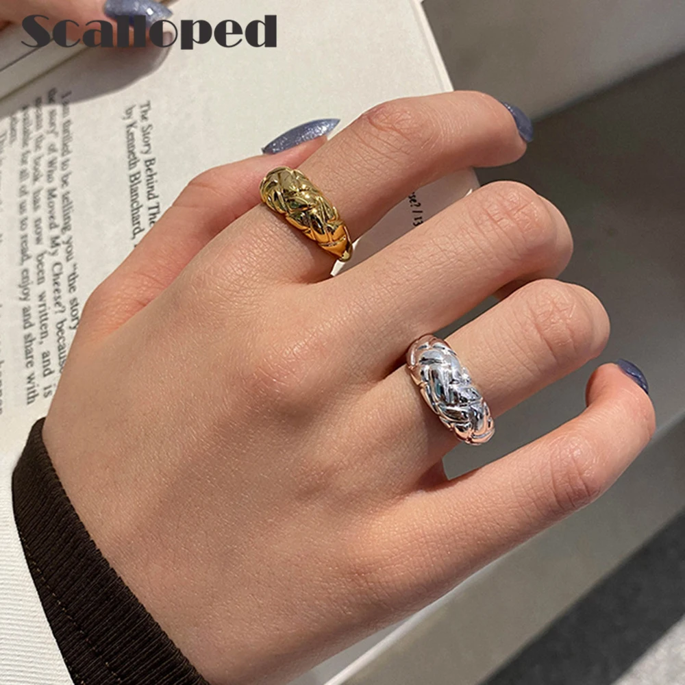 

SCALLOPED French Luxury Geometric Lozenge Open Ring Women 2022 Minimalist Stacking Band Temperament Lady Fashion Party Jewelry
