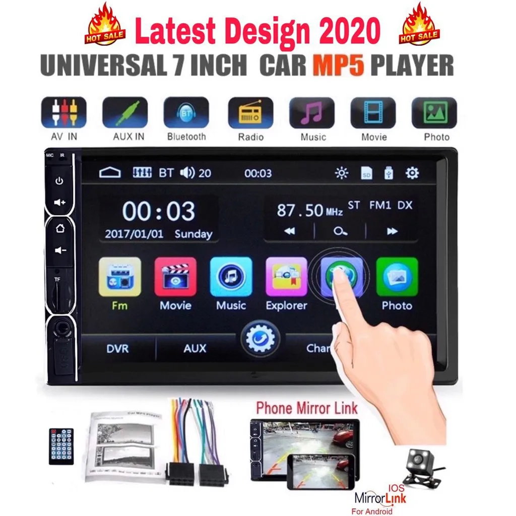 

(READY STOCK)Promotion 7" MP5 Inch Double 2 DIN Car FM Stereo Radio Bluetooth Player USB / TF Backup Reverse Camera