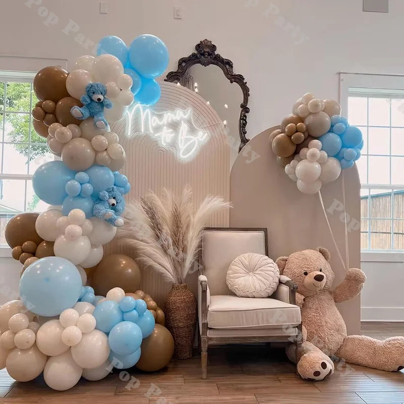 

137 Wedding Balloon Garland Blue Natural Sand Balloon Backdrop Baby Shower 1st Birthday Gender Reveal Decor Anniversary Balloons