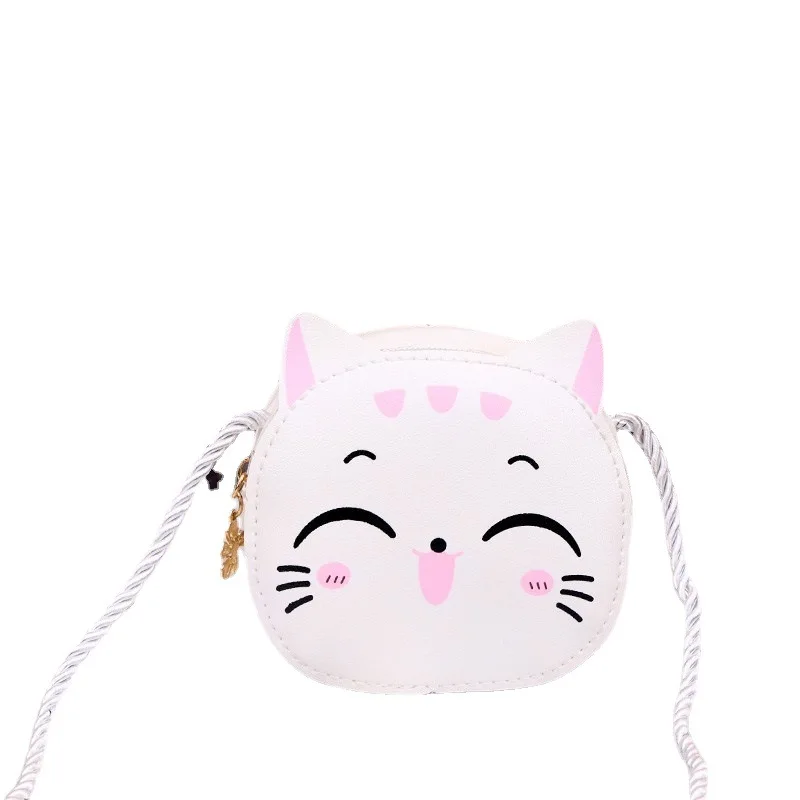 Mini Crossbody Bag for Children Cute Cartoon Cat Baby Girls Shoulder Bags PU Leather Boys Kids Small Coin Purse Handbags Wallet